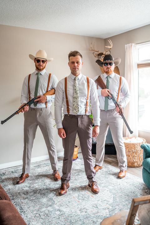 Groom and groomsmen getting ready
